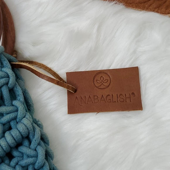 - Anabaglish cotton woven macrame bag purse wood knit - Picture 12 of 12